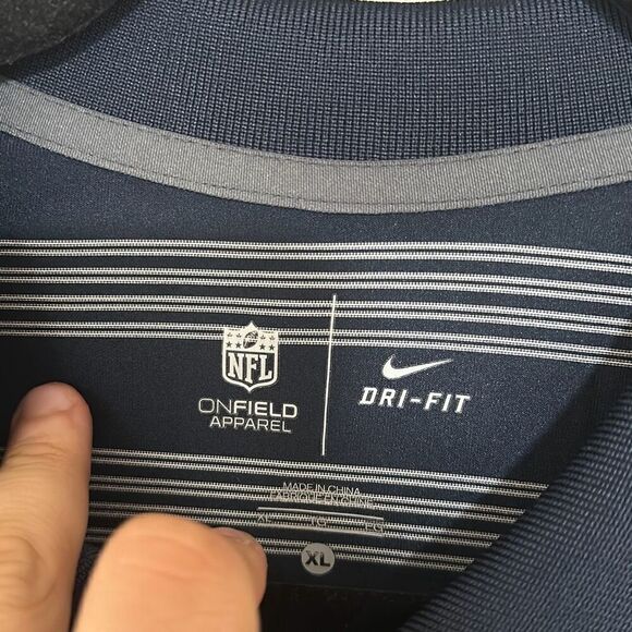 Nike Mens Blue White Stripes NFL‎ On Feild Apparel Dri-Fit Polo Shirt XL - Picture 5 of 7